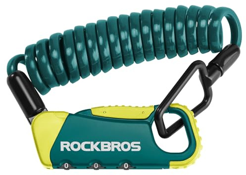 ROCKBROS 150cm Helmet Lock, Portable Combination High Security Bike Lock with 3-Digit Code, for Bicycle Motorcycle Helmet, Stroller, Scooter