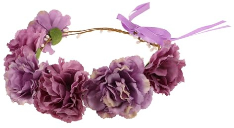 Violetter Pfingstrosen Haarreif aus Gewebe im Boho Stil für Damen