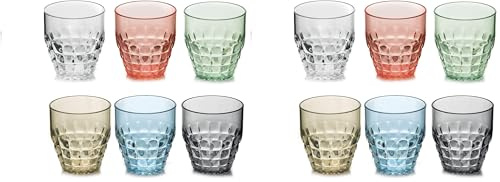 Guzzini - Tiffany, Set di 12 Bicchieri Bassi in Materiale Plastico - Multicolore, 27 x 9,5 x h16 cm | 350 cc - 22570252