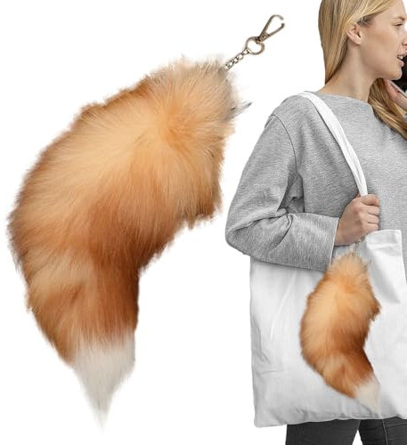 Generisch Fuchsschwanz Anhänger, Niedlicher Plüschanhänger, Realistischer Fuchsschwanz-Anhänger-Schlüsselanhänger, Anime-Plüschtier, Kuscheltier-Puppe, Weicher Plüsch-Schlüsselanhänger Für Rucksack