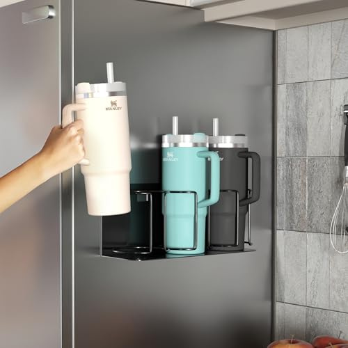 TELAIN Sorbus Stanley Cup Organizer – 3-Cup Halter für Schrank, Kühlschrank oder Wand – Magnet- oder Schraubmontage – Stanley Aufbewahrungsorganizer für 20oz, 30oz, 40oz Becher