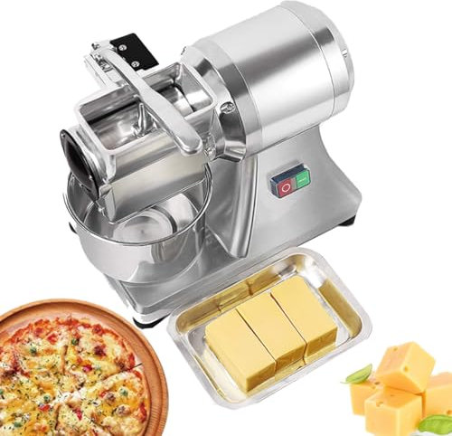 Rallador de queso eléctrico comercial, 550 W, triturador de alimentos eléctrico de acero inoxidable, ideal para rallar queso, cacahuetes, parmesano y pan rallado, procesador de alimentos
