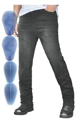 Motocross-Protektorenhose for Herren Verstärkter Knieschutz Schutz for Ganzjahres-Jeans(Black,Large)