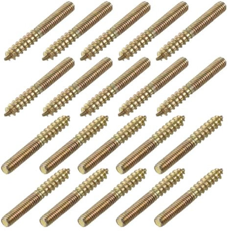 20Pcs M4 M6 Hanger Bolt 25mm 30mm 35mm 40mm 50mm 60mm Length Double Headed Bolt Screw Carbon Steel for Furniture(M6x50mm)