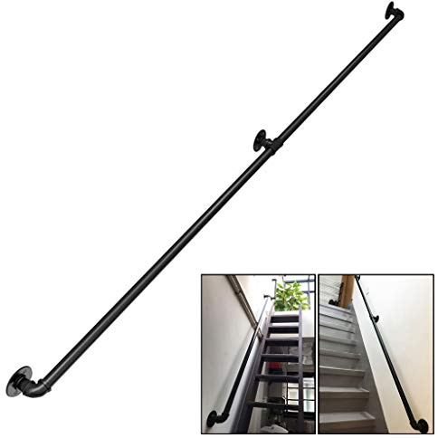 Kit de support vintage pour escaliers intérieur/extérieur | Support de garde-corps en fer forgé noir pour patios, balcons, terrasses, porches et fenêtres – Durable et élégant