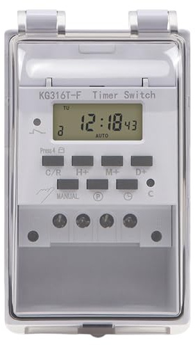 Programmierbarer Zeitrelaisschalter 220V 10A, Intelligenter Digitaler LCD-Zeitschaltuhr mit Wasserdichter Transparenter Abdeckung Elektronischer Timer für Wandmontage für Haushalt und Industrie