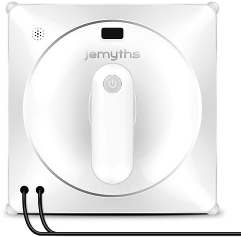 Jemyths Robot Laveur de Vitre, Robot de Nettoyage de Vitres avec 2 Buses, Réservoir d'eau de 120ml et Intelligente Planification du Trajet, Nettoie Efficacement Les Vitres Intérieures et Extérieures