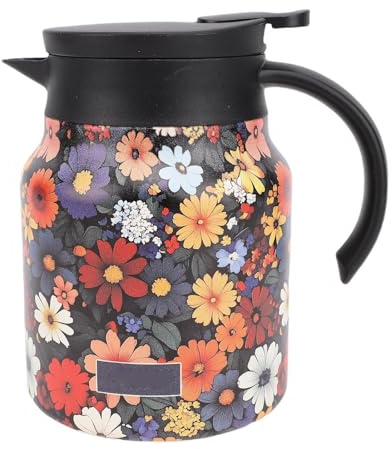 Luocute Théière Isolée, Carafe Thermique en Acier Inoxydable de 1000 Ml avec Infuseur à thé intégré et Couvercle étanche, pour café, thé, Jus de Lait, Eau Chaude (Type D)