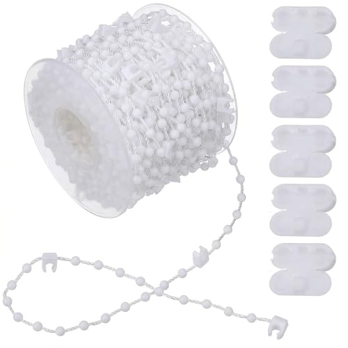 20-Meter Vertical Blind Chain,Roller Blind Chain with 5 Blind Cord Connector for Bottom of Vertical Blinds,Windows Doors Blind Accessories Parts Replacement Clips Beads Chains for 3.5 Inch/89 mm Slats