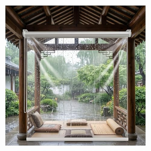 Tenda avvolgibile trasparente HD，tende da esterno trasparenti a rullo impermeabili in pvc，tapparella avvolgibile per giardino，accessori for tende antivento in plastica(W150*H200cm/W59.05*H78.74in)