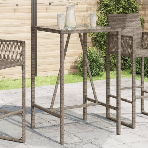 KTHLBRH Garten-Bartisch Grau 70x70x110 cm Poly Rattan