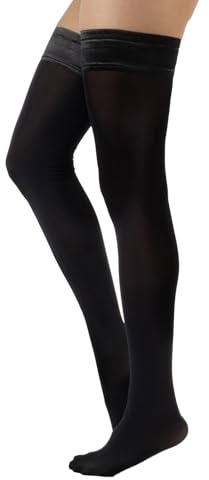 CALZITALY Medias Autoadhesivas Opacas | Medias Autosujetadoras Tupidas | 60 Den | Negro, Azul, Rojo, Verde | S - 4XL | Calcetería Italiana | (S, Negro)