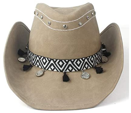 RHXWFDG Western-Cowboyhut aus 100% echtem Leder mit Schweißgürtel Bequemer und atmungsaktiver Western-Cowboyhut aus Leder für Herren
