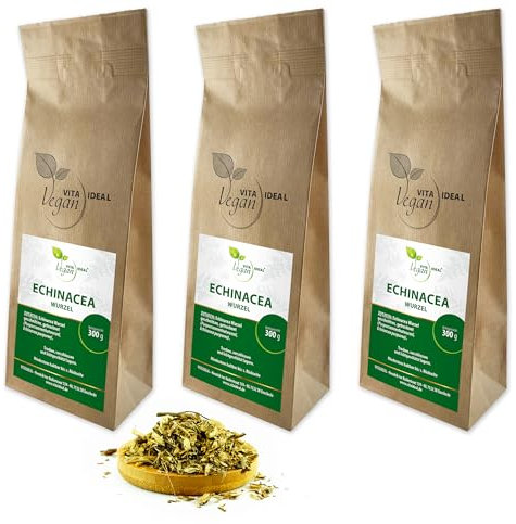 VITA IDEAL Vegan® ECHINACEA - Wurzel 3x 300g geschnitten & getrocknet - Echinacea Purpurea - PURPURSONNENHUTWURZEL - Purpursonnenhut Kräutertee & Aufguss. Natürlich, pflanzlich & ohne Zusatzstoffe.