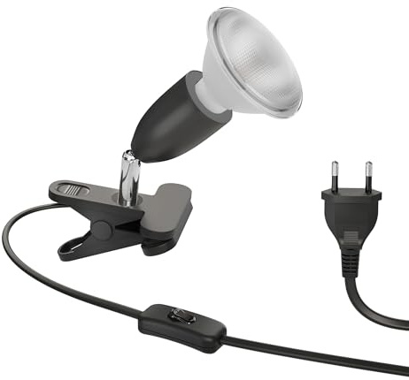 ledscom.de E27 Klemmleuchte LIK, schwarz inkl. E27 PAR30 LED Reflektor-Lampe 1025lm weiß