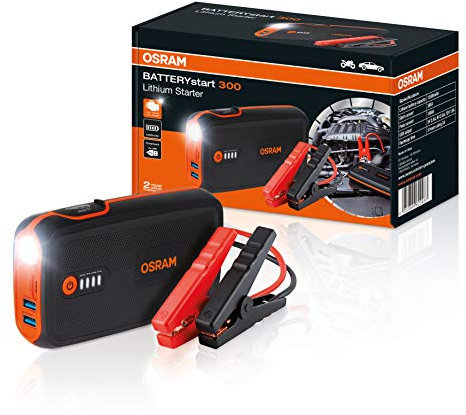 OSRAM BATTERYstart 300, arrancador de Litio de 13.000 mAh para vehículos con un Motor de Gasolina de hasta 6l y un Motor Diesel de 3l