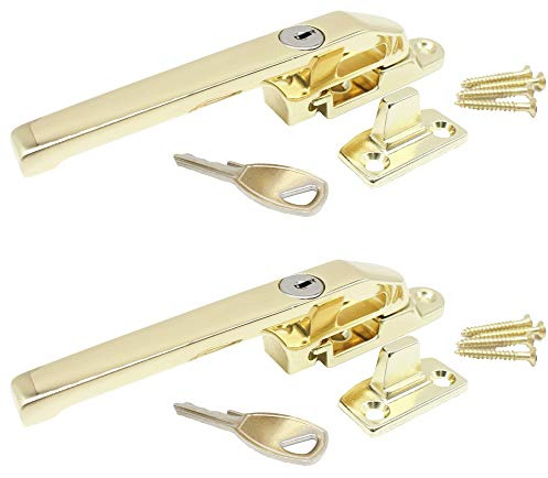 Window Fastener Locking Handle | Brass Effect | Pack of 2