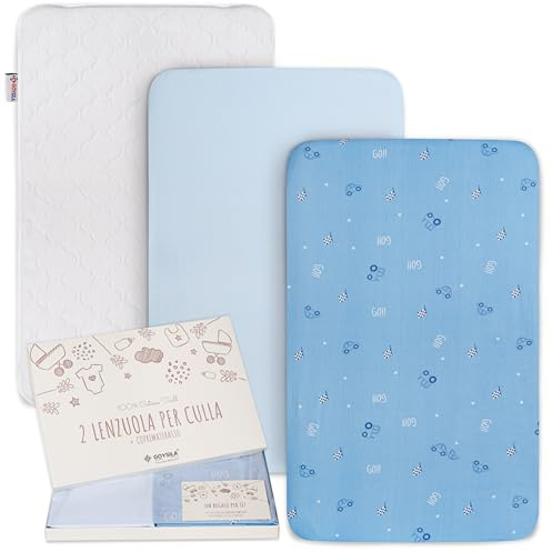 GOYSILA Spannbettlaken 2er Set und 1 Wasserdichter Matratzenschoner 83x50 cm für Beistellbett 100% Baumwolle Oeko-TEX Zertifiziert Weich Atmungsaktiv Kompatibel mit Chicco Next2Me Kinderkraft UNO