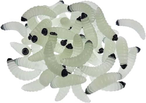 Silikon Soft Maden Wurm Soft Artificial Bread Wurm Angelköder künstliche Brotwürmer Angelköder (Leuchtend(50pcs))