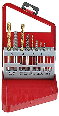 5Pcs Cobalt Left Hand Twist Drill Bit set and 5pcs Broken Bolt Damaged alloy steel Screw Extractor Set with The metal case