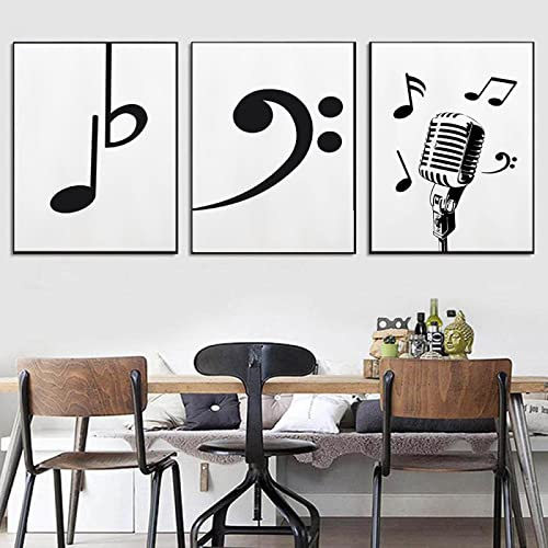 Musik Wand Poster Retro Thema Digital Cover Karte Pop Art Drucke Gitarre Trompete Bild Leinwand Malerei Wohnkultur40x50cm x3 Kein Rahmen