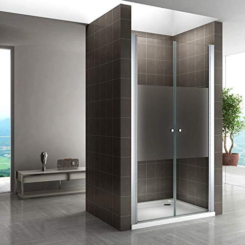 GINA Porte de douche H. 180 cm largeur réglable 76 à 80 cm verre semi-opaque