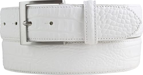 BELTINGER Gürtel mit Edelstahl-Gürtelschnalle und Krokoprägung 4 cm | Leder-Gürtel 40mm Kroko-Optik | Kroko-Muster 4cm