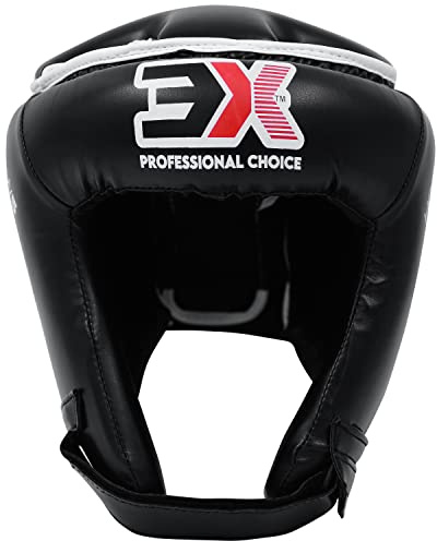 3X Sport Boxen Kopfschutz Offenes Gesicht Liani Leder Kopfbedeckung MMA Sparring Helm Kampfschutz Kopfschutz Muay Thai Vollgesichtsschutz Wangen Gehörschutz Kickboxen Krav MAGA Kampfsport