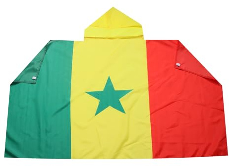 AZ FLAG Cape Sénégal 150x90 cm Sénégalais Polyester Léger | Usage intérieur Cape de supporter Senegaal bords cousus et finition légère