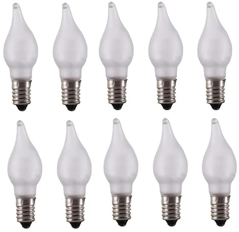 ShuoHui Ersatz-Flammenkerze für Lichterketten E10 LED-Ersatzlampen Glühbirnen Topkerze Lichterkette 10V-55V AC 0.2W 10LM (10)