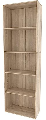 Vicco Bücherregal Bob, Sonoma, 60 x 190 cm | mit 5 Fächern, zur Aufbewahrung und Präsentation von Büchern und Ordnern
