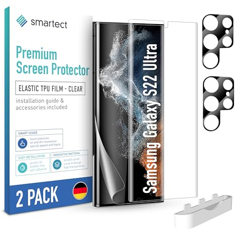 smartect TPU Schutzfolie 2 + 2 Stück für Samsung Galaxy S22 Ultra