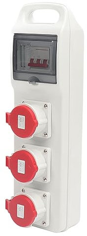 AC220‑380V 240‑415V 16A Portable Power Distributor Box 3 Sockets Power Socket IP44 Waterproof Flip Cover With 32A 400VAC Leakage Circuit Breaker 6KA Breaking Capacity