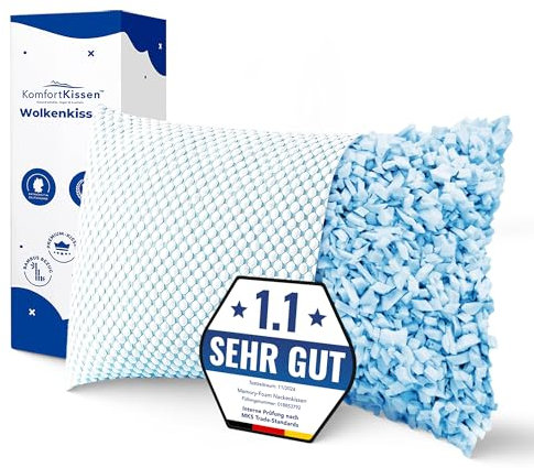 MKS Kopfkissen 50x70 – Ergonomisches Wolkenkissen für Entspannung – Weiches Kissen für Rücken-, Seiten- & Bauchschläfer – Memory Foam Kissen 50x70 mit kühlendem Gel für besseren Schlaf - Schlafkissen