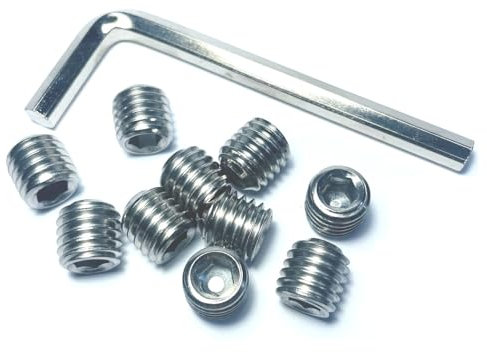 ZDingTech 10PCS Set Screws 1/2-13 x 1/2 inch 304 Stainless Steel Allen Head Hex Hexagon Socket Set Screws with 1/8 Allen Wrench,Set Grub Screws Hex Allen Head Socket Set Screws.(1/2 Length)