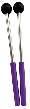 Dickly 2x Percussion Drumsticks Metallstab Gummikopf Trommelschlägel für Übungsmusikunterricht, violett