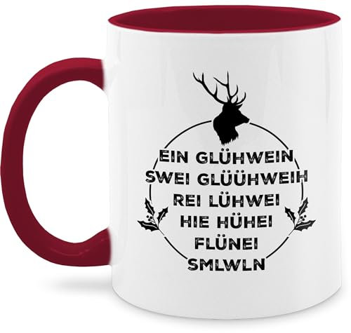 Tasse Tassen 325ml - Weihnachtstasse Weihnachten - Ein Glühwein swei Glühwein I Weihnachtsmotiv I Glühwein Liebhaber - 325 ml - Bordeauxrot - glühweinbecher keramik weihnachtstassen christmas