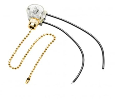 Pull Cord Chain Switch Control Light Ceiling Fan Wall Bedside Lamp Replace Part (Gold)