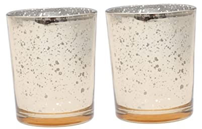 Alipis 2 Stück Glas Kerzenhalter Gold mit Antikem Metallic Finish Duftkerzenhalter und Tischdekoration für Heim und Events Kleine Kerzenständer