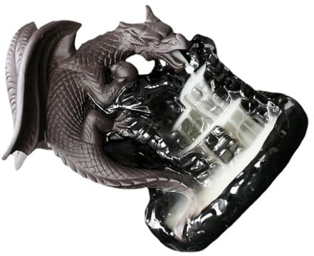 DEARMAMY Ceramic Backflow Censer Mit Drachen-Design Für Entspannende Atmosphären Für Büro Und Meditation Handgefertigter Räuchergefäß Keramik Schwarz Glasiert