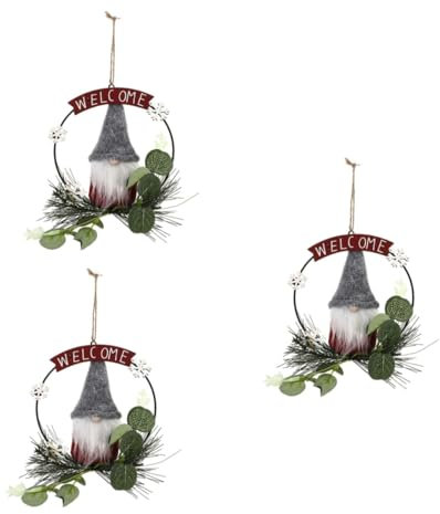 Garneck 3 STK Rudolf Kranz Festival Hängen Weihnachtsbaum Hängende Verzierung Kränze Für Die Haustür Weihnachtsschmuck Türschild Weihnachtskranz Zeichen Urlaub Türhänger Stoff