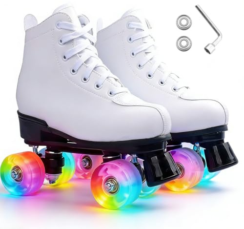 ERNAN Damen Klassische Retro Rollschuhe,Disco Roller,Classic Roller | Rollschuhe für Kinder und Erwachsene, komfortabl LED Rollerskates für Jugendliche und Mädchen