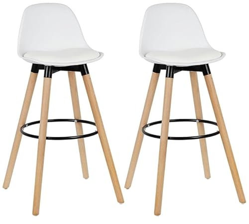 Barhocker für den Innenbereich, schlicht, rund, Stehhocker, verstellbare Rückenlehne, Barstuhl, Küche, Bar, Esszimmerstuhl, Zuhause, Büro, Barstuhl, 2 Stück (weiß)