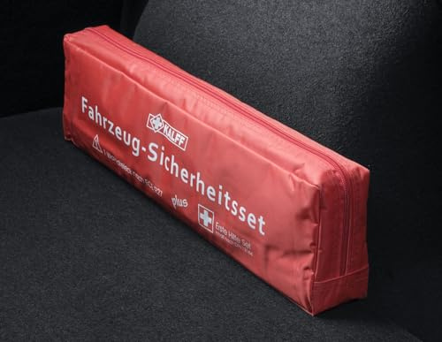 Kalff Genuine Premium Safety Pack First Aid Kit & Warning Triangle In Soft Red Bag 2646608