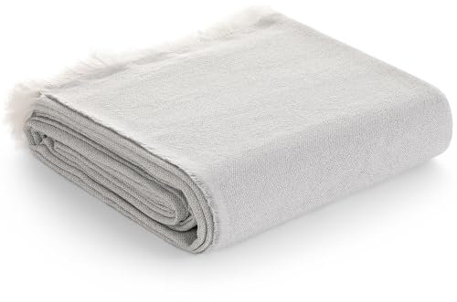 Jeté de canapé, couverture de pique-nique, jeté de canapé en coton uni, 180 x 140 cm, gris