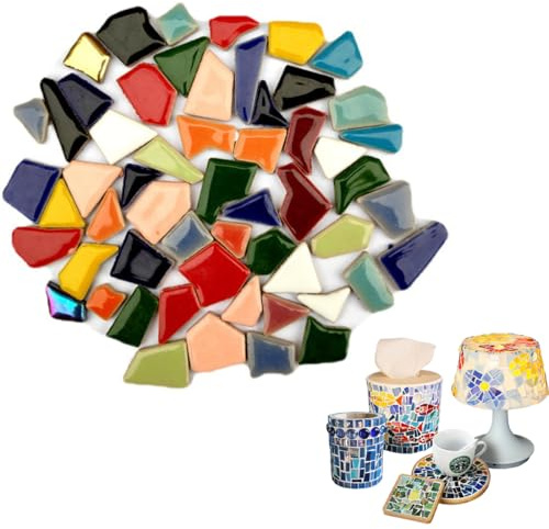 Mosaiksteine Zum Basteln Bunt, Mosaikfliesen Mosaik Bastelset, Polygonal Sortierte Mosaik Steine Glasmosaiksteine Bastelmix Set für Heim Deko, Fotorahmen, Blumentöpfe, Spiegel Kunsthandwerk, ca.200g