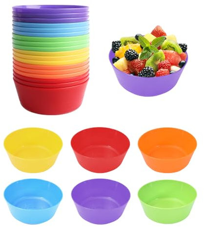 GIDWRIY 18 Piezas Cuenco Plástico Reutilizable,Bowls Cocina Plastico,Ensaladera,Cuencos Sopa,Bol Desayuno Infantil,Bol Sopa,Bowl para Aperitivos,Bowl Snacks,Ramen para Camping y Fiestas-6 Colore