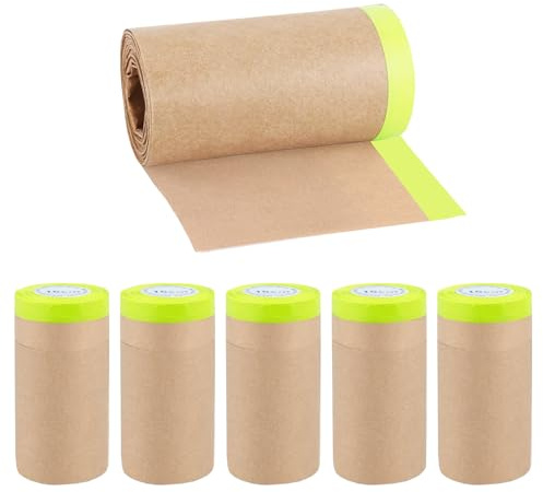 Jinfanshurich 6 rotoli di carta per pittura con striscia autoadesiva – 15 cm x 15 m, ideale per proteggere mobili e pareti durante lavori di ristrutturazione