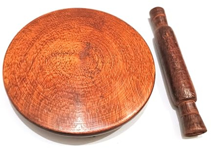 Small Size Traditional Wooden Chakla Belan Set, Rolling Pin and Board, Kitchen Tool for Roti Making