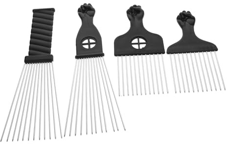 DECORNIJIA Set de 4 Peines Púas de Acero Inoxidable y Plástico para Peluquería Profesional, Diseño Multifuncional para Separar Mechones y Crear Peinados en Uso Doméstico